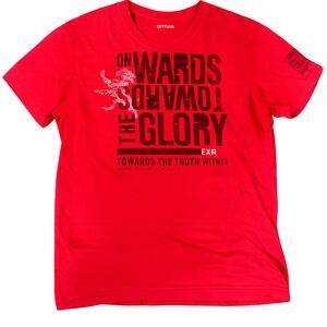 Men’s Large EXPRESS Graphic T-Shirt – Red “Onwards Towards the Glory” Tee